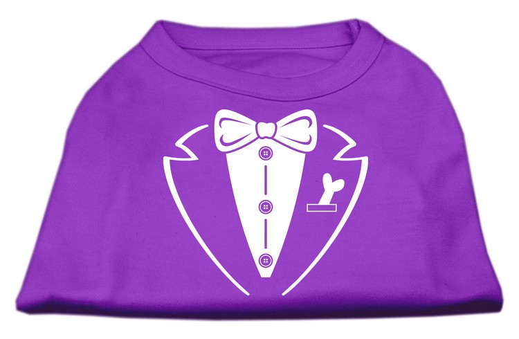 Tuxedo Screen Print Shirt Purple XS