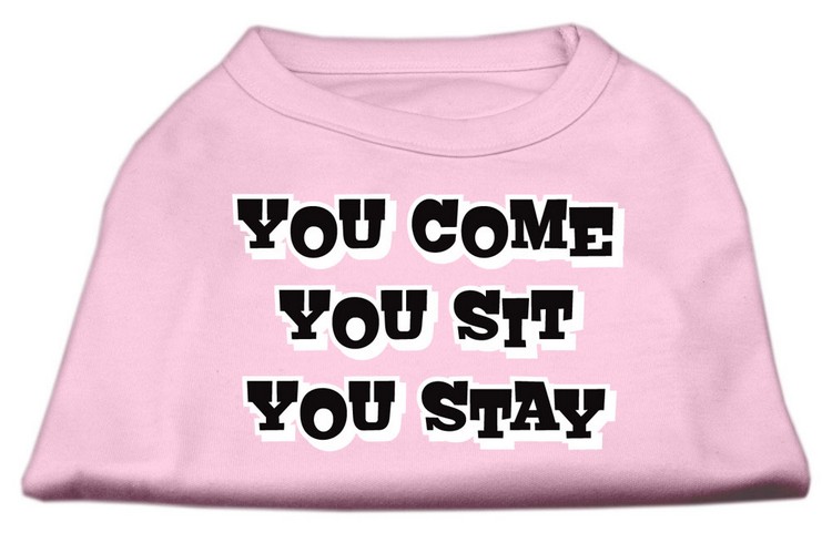 You Come, You Sit, You Stay Screen Print Shirts Light Pink S