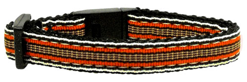 Preppy Stripes Nylon Ribbon Collars Orange/Khaki Cat Safety