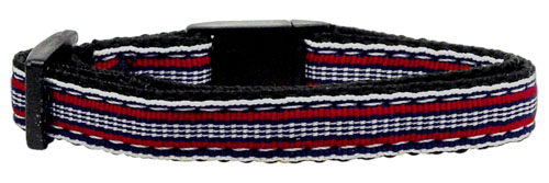 Preppy Stripes Nylon Ribbon Collars Red/White Cat Safety