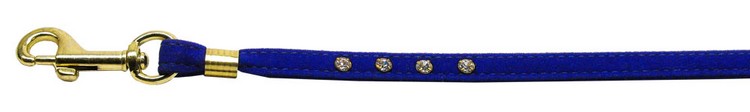 Velvet Flat Leash Blue 3/8 Clear Jewel Leash