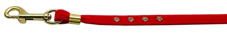 Velvet Flat Leash Red 3/8 Clear Jewel Leash