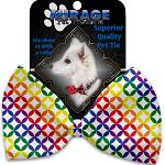 Rainbow Bright Diamonds Pet Bow Tie Collar Accessory with Velcro