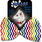 Rainbow Fun Stripes Pet Bow Tie Collar Accessory with Velcro