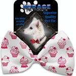 Pink Whimsy Cupcakes Pet Bow Tie Collar Accessory with Velcro