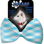 Baby Blue Plaid Pet Bow Tie