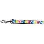 Zebra Rainbow Nylon Ribbon Pet Leash 1 wide 4ft