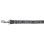 Fancy Black and White Nylon Ribbon Dog Collars 1 wide 4ft Leash