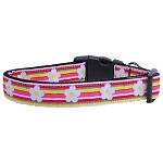 Striped Daisy Ribbon Dog Collars Large