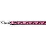 Pink Striped Moustache Ribbon Pet Leash 1 wide 4ft