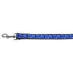 Blue and White Swirly Nylon Ribbon Dog Collars 1 wide 4ft Leash