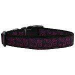 Pink and Black Swirly Nylon Ribbon Dog Collars Large