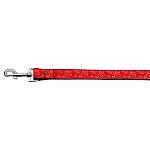 Red and White Swirly Nylon Ribbon Dog Collars 1 wide 4ft Leash