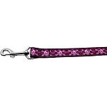 Hot Pink Plaid Skulls Nylon Dog Leash 3/8 inch wide 4ft Long