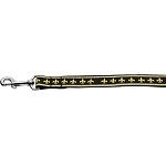 Black and Gold Fleur de Lis Nylon Dog Leash 4 Foot Leash