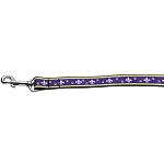 Purple and Yellow Fleur de Lis Nylon Dog Leash 4 Foot Leash