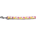 Pink and Yellow Hibiscus Flower Nylon Dog Leash 4 Foot