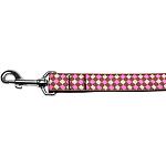 Pink Checkers Nylon Dog Leash 1 wide 4ft Lsh