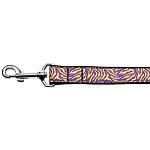 Purple and Yellow Tiger Stripes Nylon Dog Leash 4 Foot