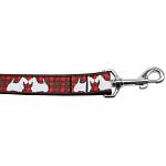 Red Plaid Scottie Pups Nylon Dog Leash 4Ft