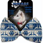 Blue Reindeer Pet Bow Tie Collar Accessory with Velcro