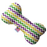 Mardi Gras Chevron Stuffing Free 10 inch Bone Dog Toy