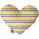 Mardi Gras Chevron Stuffing Free 6 inch Heart Dog Toy