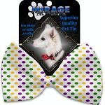 Mardi Gras Polka Dots Pet Bow Tie Collar Accessory with Velcro