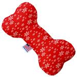 Red and White Snowflakes 10 inch Bone Dog Toy