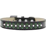 Sprinkles Ice Cream Dog Collar Pearl and Emerald Green Crystals Size 12 Black