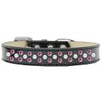 Sprinkles Ice Cream Dog Collar Pearl and Bright Pink Crystals Size 18 Black