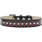 Sprinkles Ice Cream Dog Collar Pearl and Red Crystals Size 12 Black