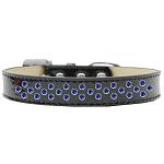 Sprinkles Ice Cream Dog Collar Blue Crystals Size 12 Black