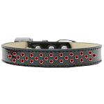 Sprinkles Ice Cream Dog Collar Red Crystals Size 12 Black