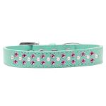 Sprinkles Dog Collar Pearl and Bright Pink Crystals Size 12 Aqua