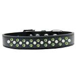 Sprinkles Dog Collar Pearl and Lime Green Crystals Size 12 Black