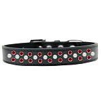 Sprinkles Dog Collar Pearl and Red Crystals Size 12 Black