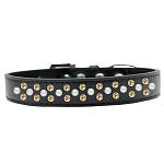 Sprinkles Dog Collar Pearl and Yellow Crystals Size 12 Black