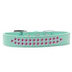 Two Row Bright Pink Crystal Size 18 Aqua Dog Collar