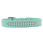 Two Row Clear Crystal Size 12 Aqua Dog Collar