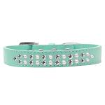 Two Row Pearl and Clear Crystal Size 12 Aqua Dog Collar