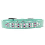 Two Row Pearl and Pink Crystal Size 12 Aqua Dog Collar