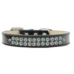 Two Row AB Crystal Size 12 Black Ice Cream Dog Collar