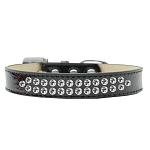 Two Row Clear Crystal Size 12 Black Ice Cream Dog Collar