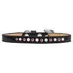 Pearl and Pink Crystal Size 8 Black Puppy Ice Cream Collar