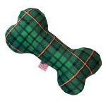 6" Plush Bone Dog Toy Green Plaid