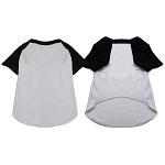 Raglan Baseball Pet Shirt White with Black Size XS