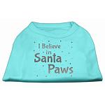 Screenprint Santa Paws Pet Shirt Aqua Lg