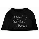 Screenprint Santa Paws Pet Shirt Black Lg