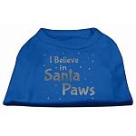 Screenprint Santa Paws Pet Shirt Blue Lg